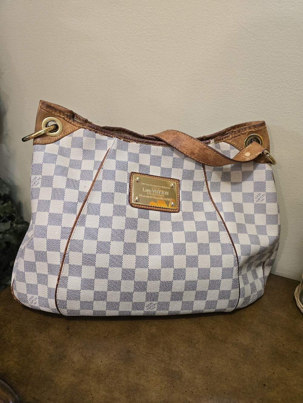 Authentic Louis Vuitton Damier Azur Canvas Shoulder Bag in White/Blue